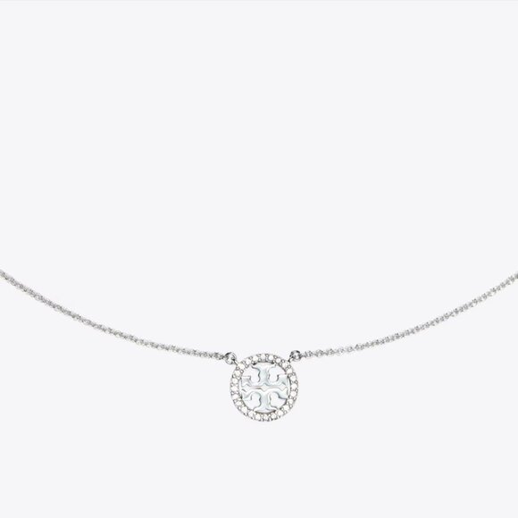 Tory Burch Silver Round Pave 16 in. Necklace - Picture 2 of 3
